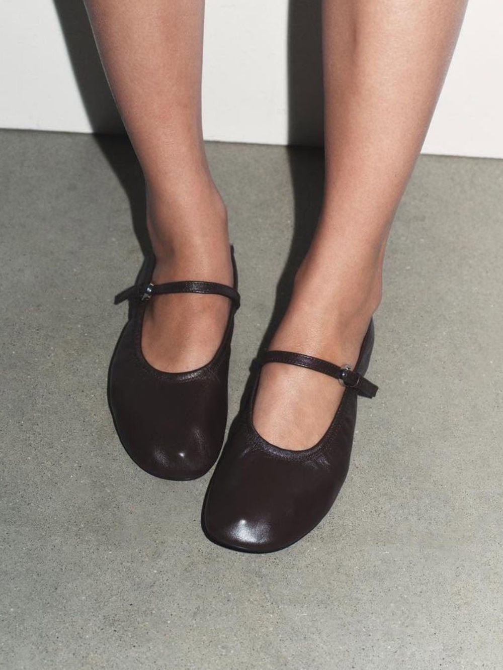 **NWT** Zara Brown Leather Ballet Flats - Size 40